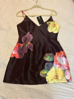 Brown Fashion Nova Kaleo Floral Mini Dress (Style 6383L) Size L